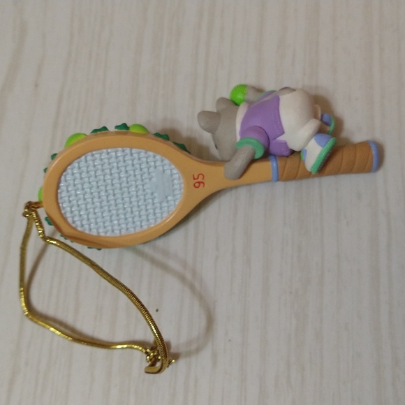 Vintage 1995 "Tennis Anyone?" Mouse with Tennis Racket Keepsake Ornament - Picture 4 of 4